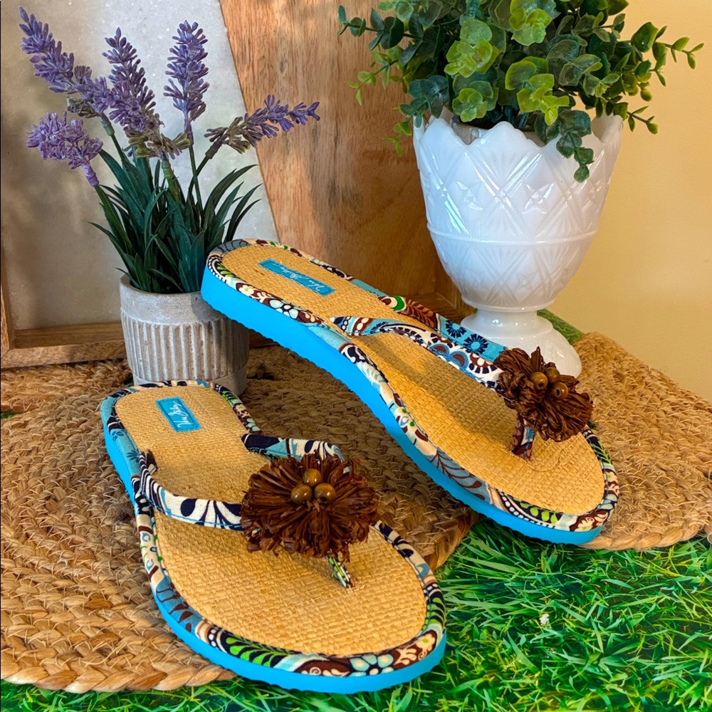 Vera Bradley Floral Sandals - Blue and Brown, NWOT